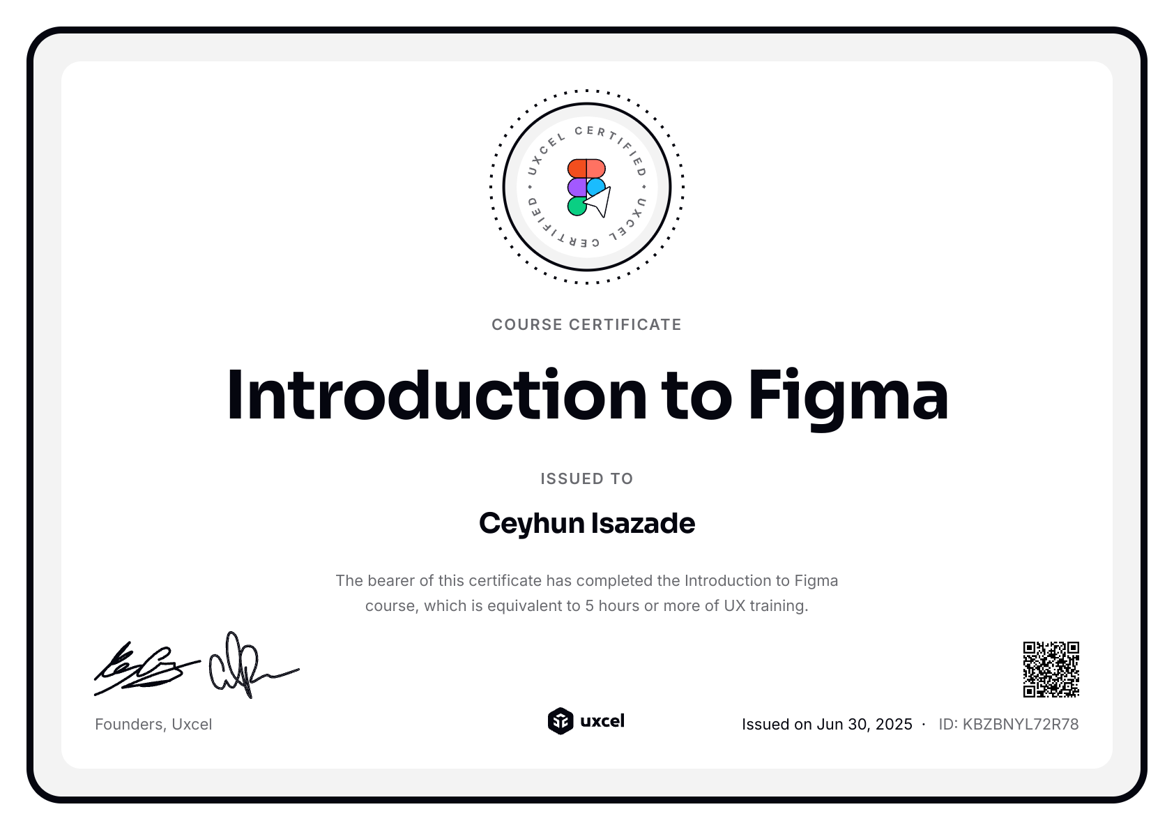 Ceyhun Isazade's certificate